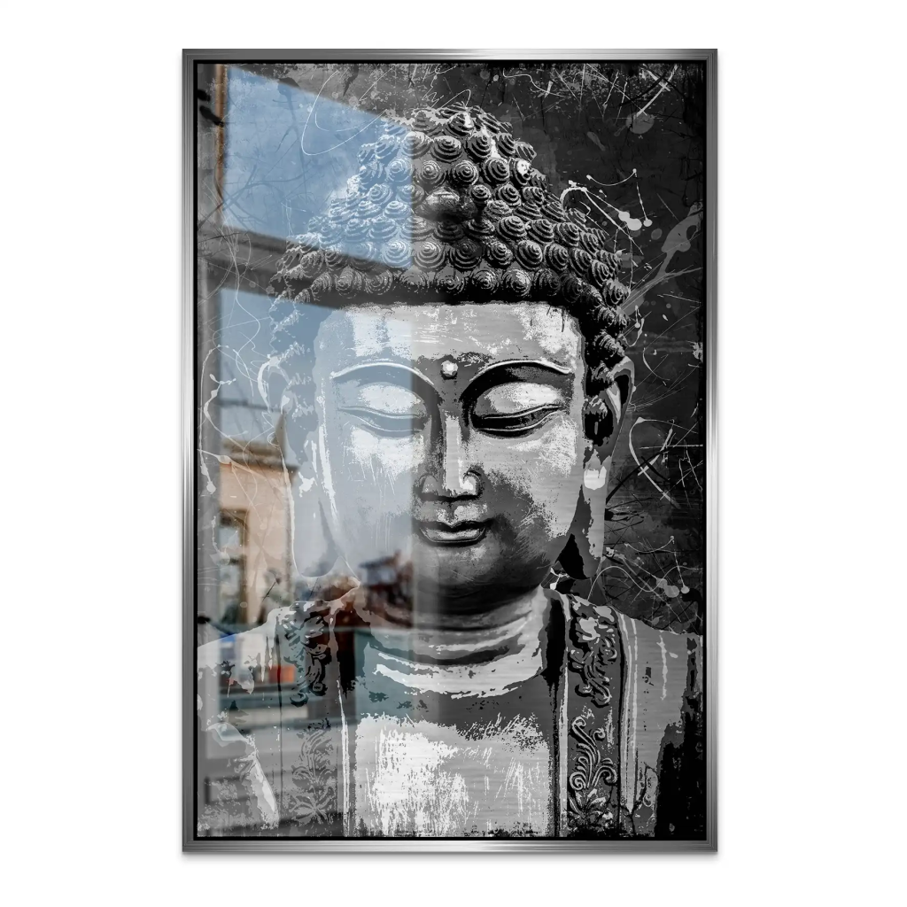 Buddha Black Abstrakt AluDibond Gebürstet INGALERIE