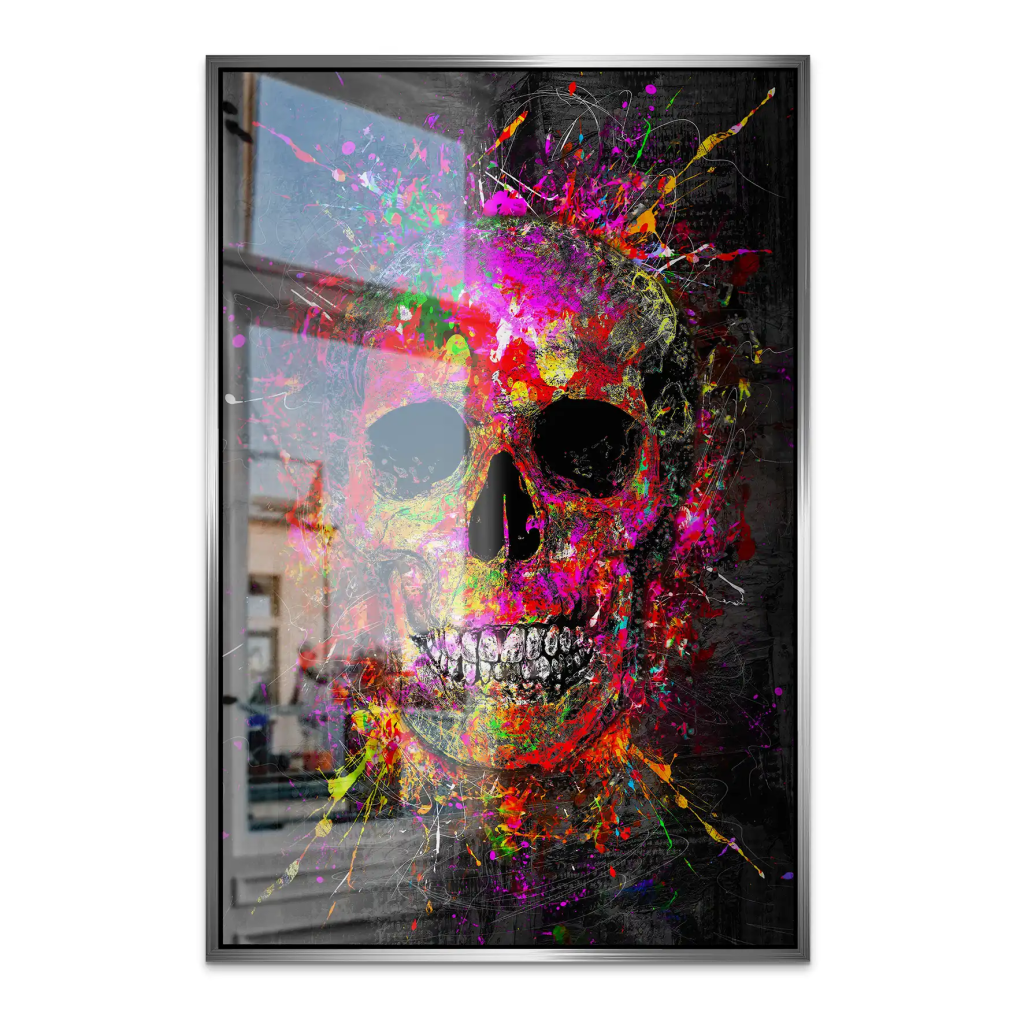 Totenkopf Abstrakt Color Art AluDibond Gebürstet INGALERIE