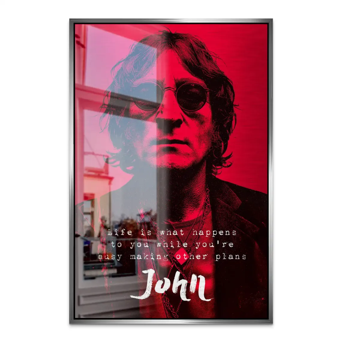 Lennon Red Vision Alu Dibond Bild gebürstet