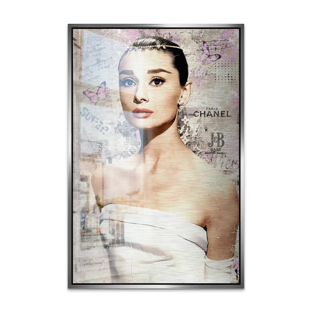 Audrey Hepburn Modern Style Pop Art AluDibond Gebürstet INGALERIE