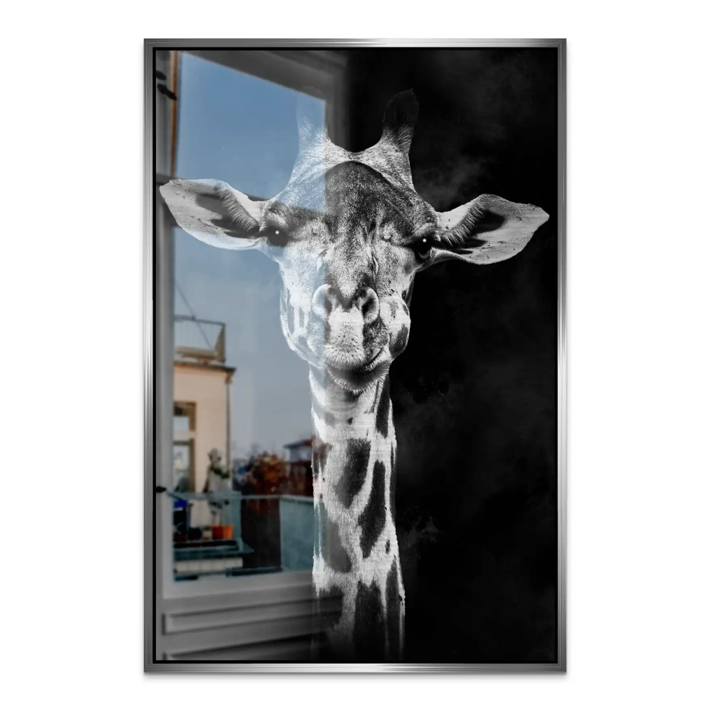 Giraffe Abstrakt Black Style AluDibond Gebürstet INGALERIE