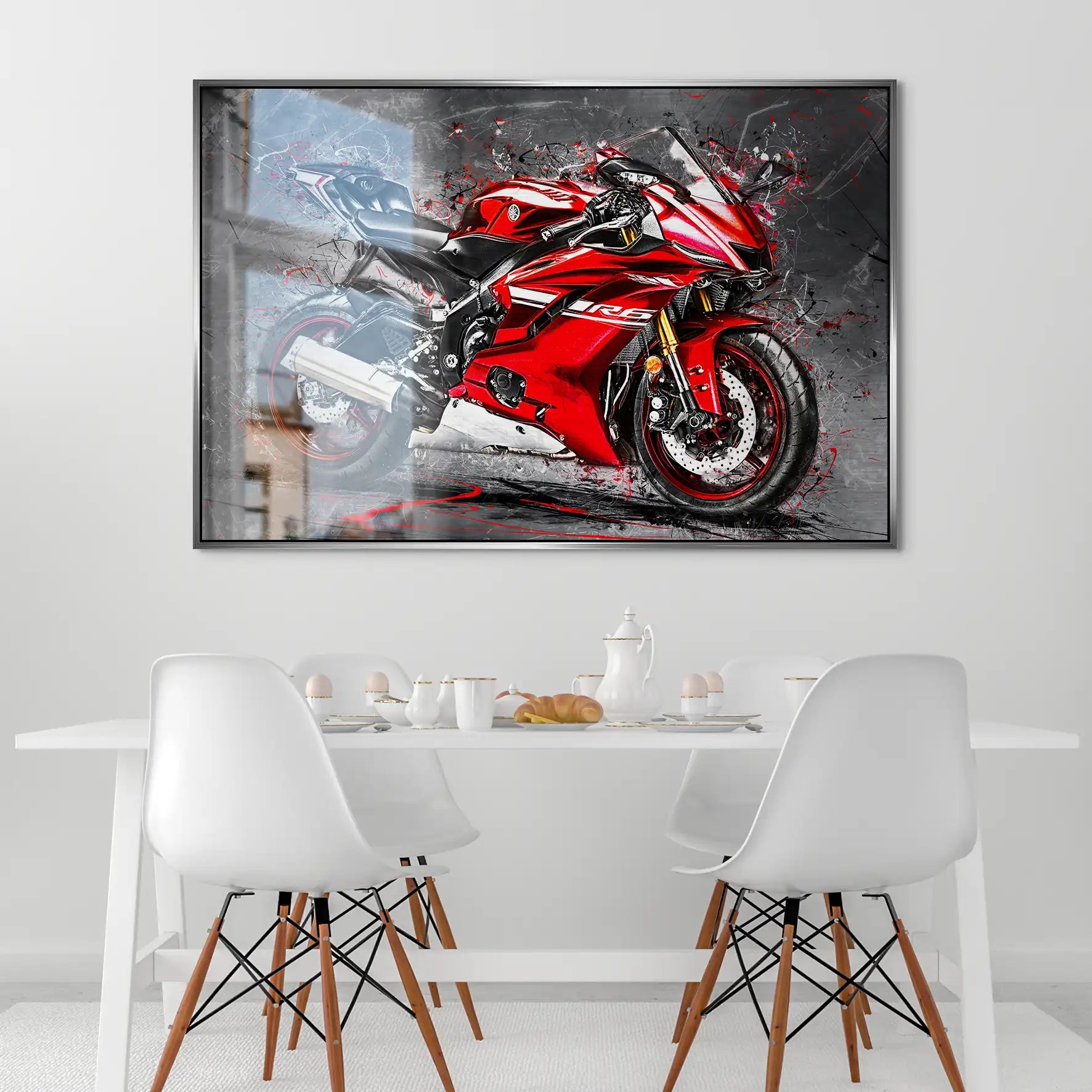 Yamaha R6 Abstrakt Rot AluDibond Gebürstet INGALERIE