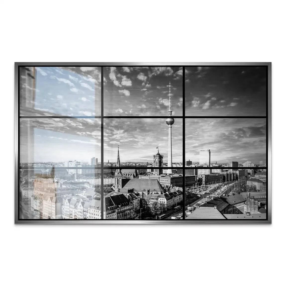 Berlin Skyline Noir AluDibond Gebürstet