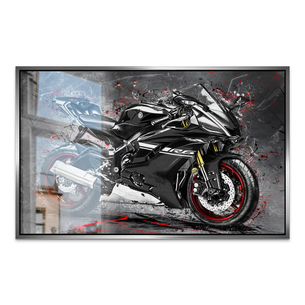 Yamaha R6 Abstrakt Black AluDibond Gebürstet INGALERIE