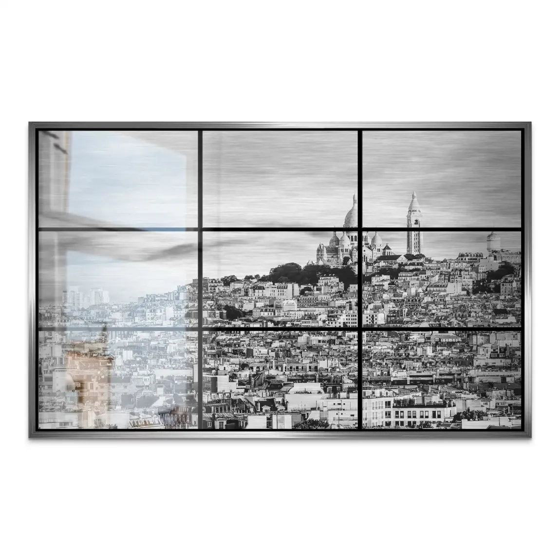 Paris Skyline Black and White AluDibond Gebürstet