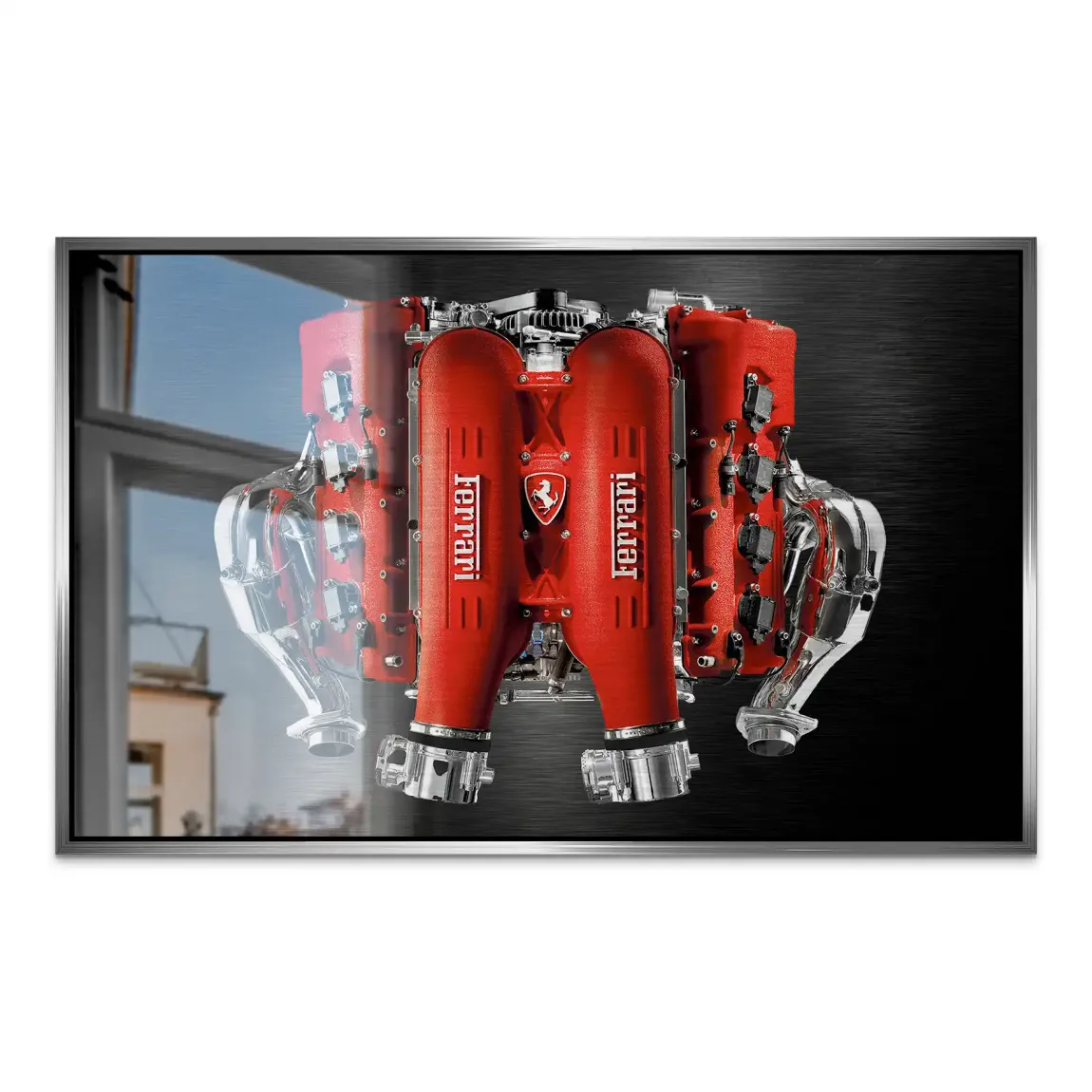 Ferrari V8 Motor AluDibond Gebürstet