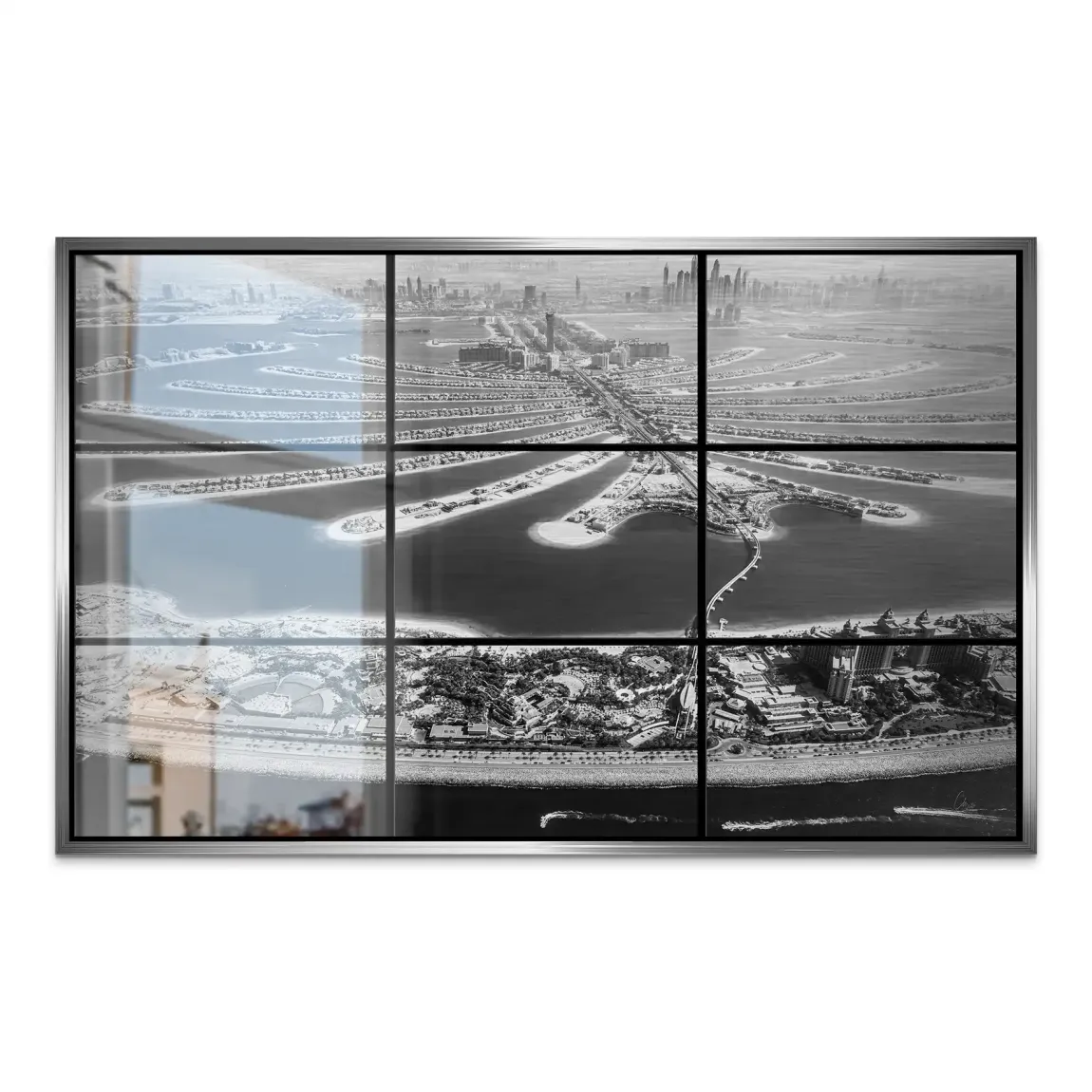 Palm View Dubai Noir AluDibond Gebürstet