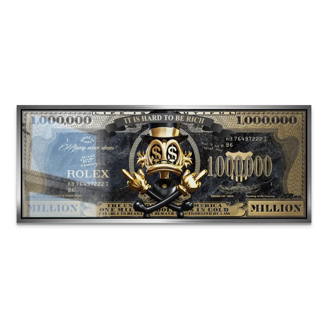 Dagobert Duck Totenkopf Dollar Alu Gebürstet INGALERIE