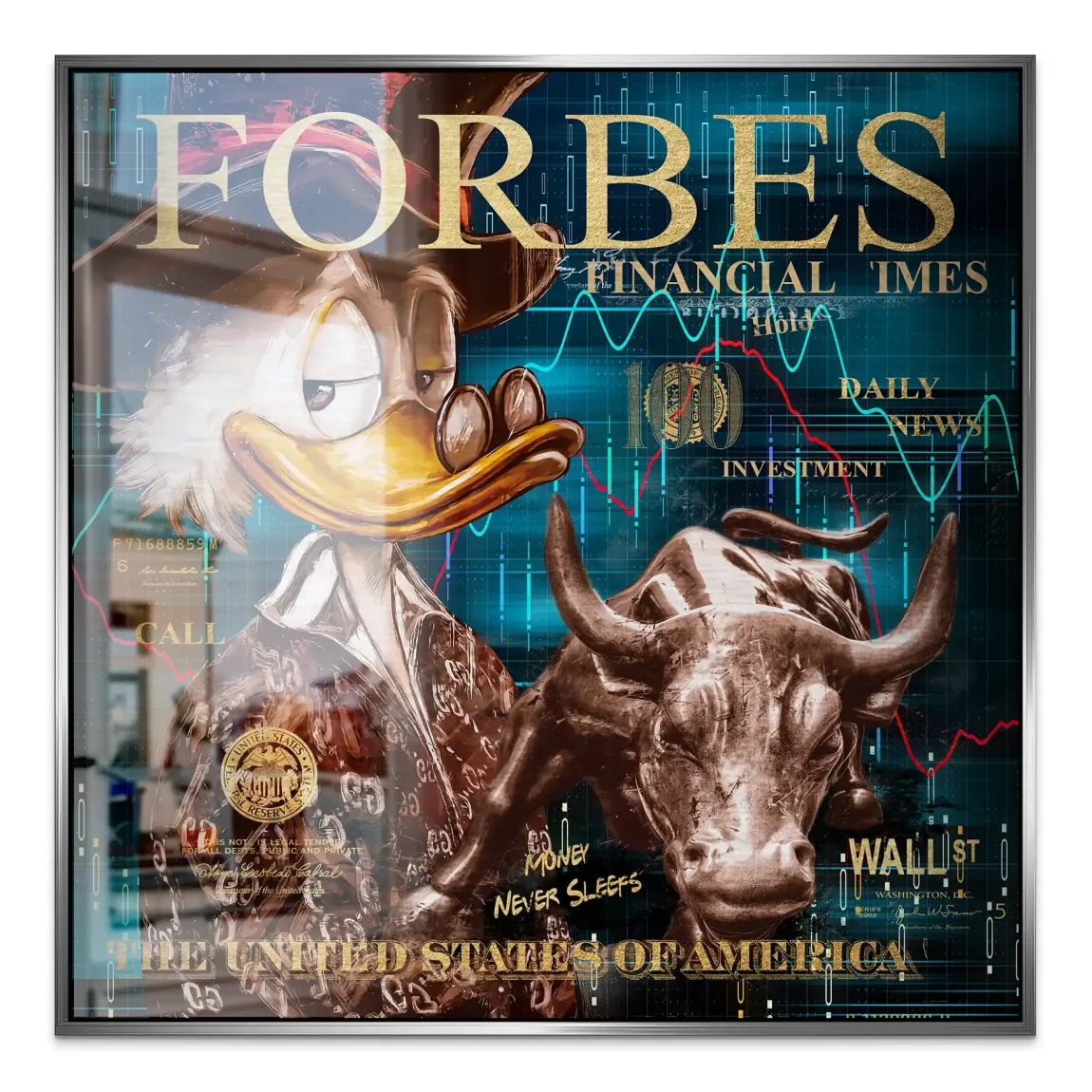 Dagobert Duck Wallstreet Alu Gebürstet Bild