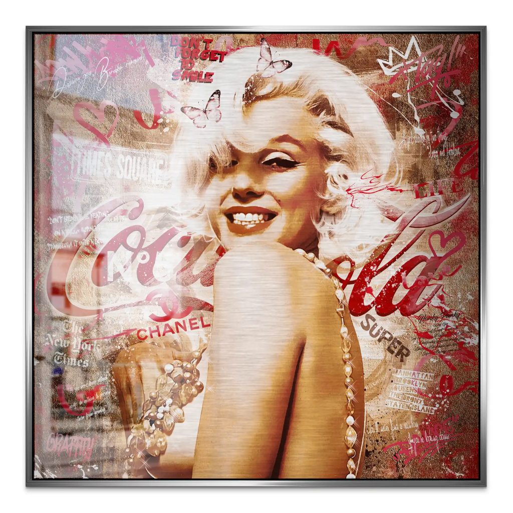 Marilyn Monroe Graffiti Retro Style Alu Gebürstet Bild INGALERIE