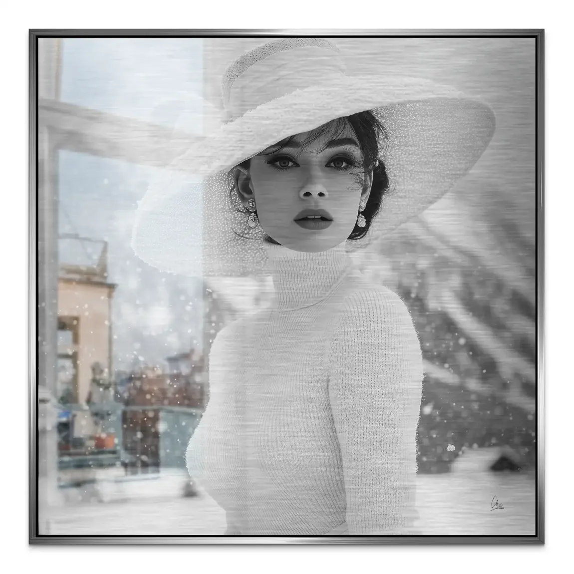 Audrey Hepburn Aspen Portrait Alu Gebürstet Bild