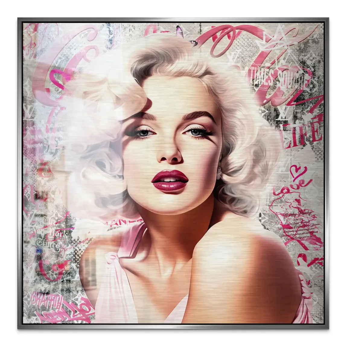 Marilyn Glam in Pink Alu Gebürstet Bild INGALERIE
