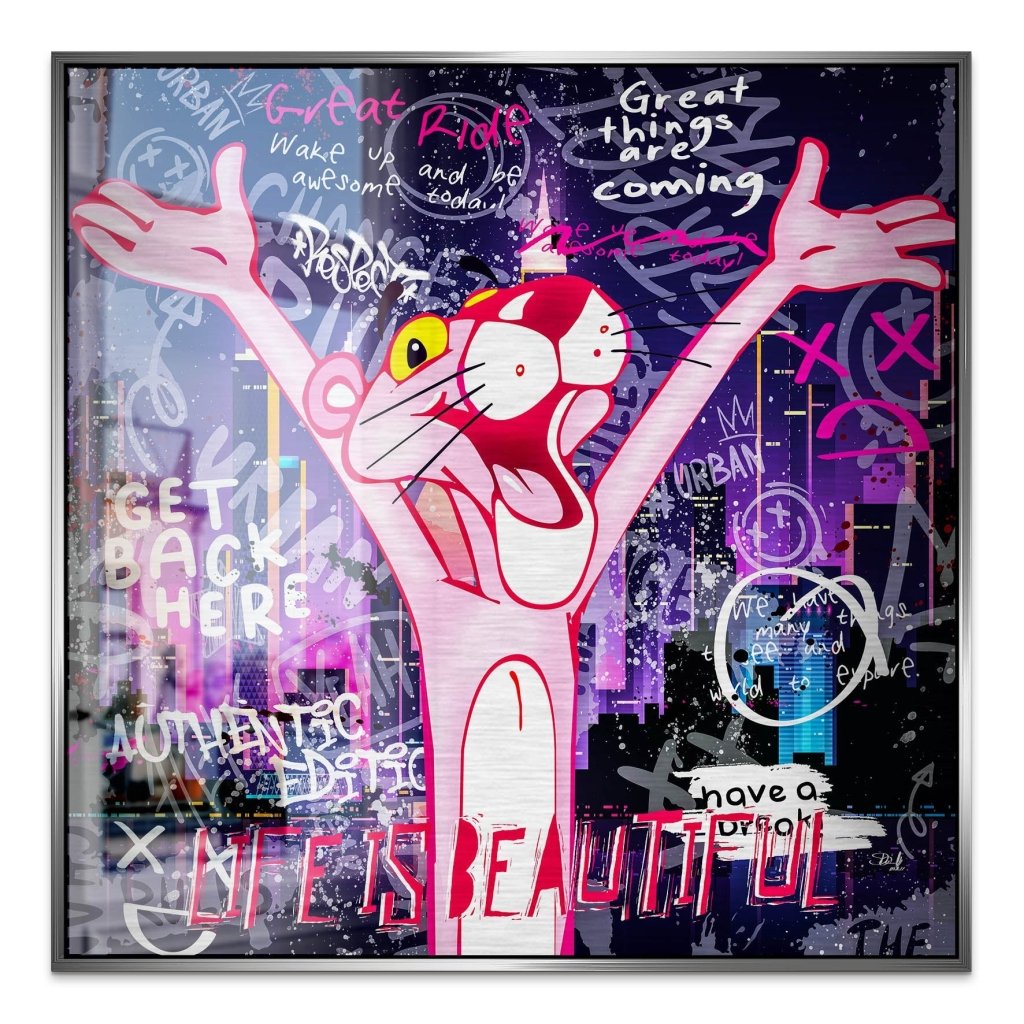 Pink Panther Street Art Alu Gebürstet INGALERIE