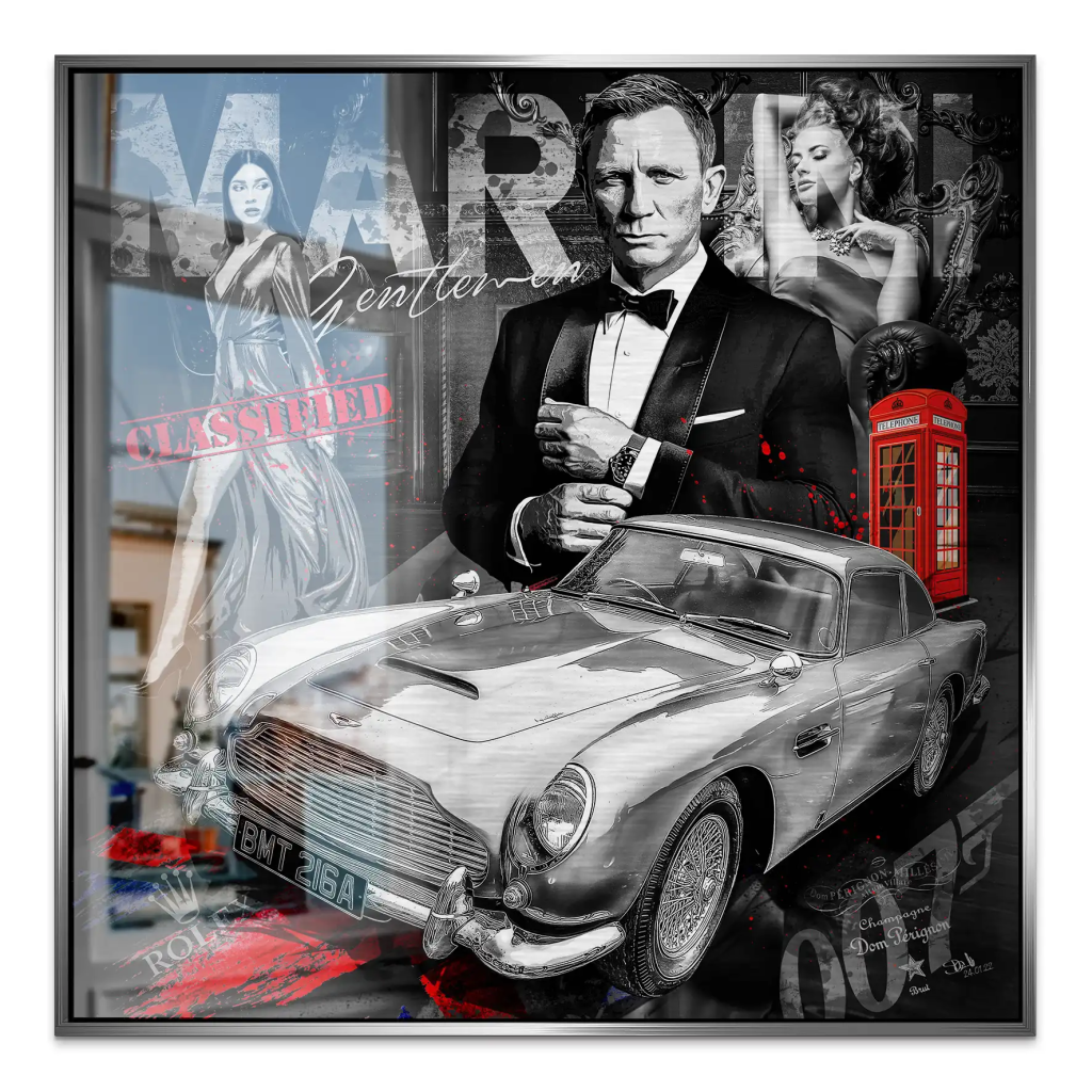 James Bond Black Style Alu Gebürstet Bild INGALERIE