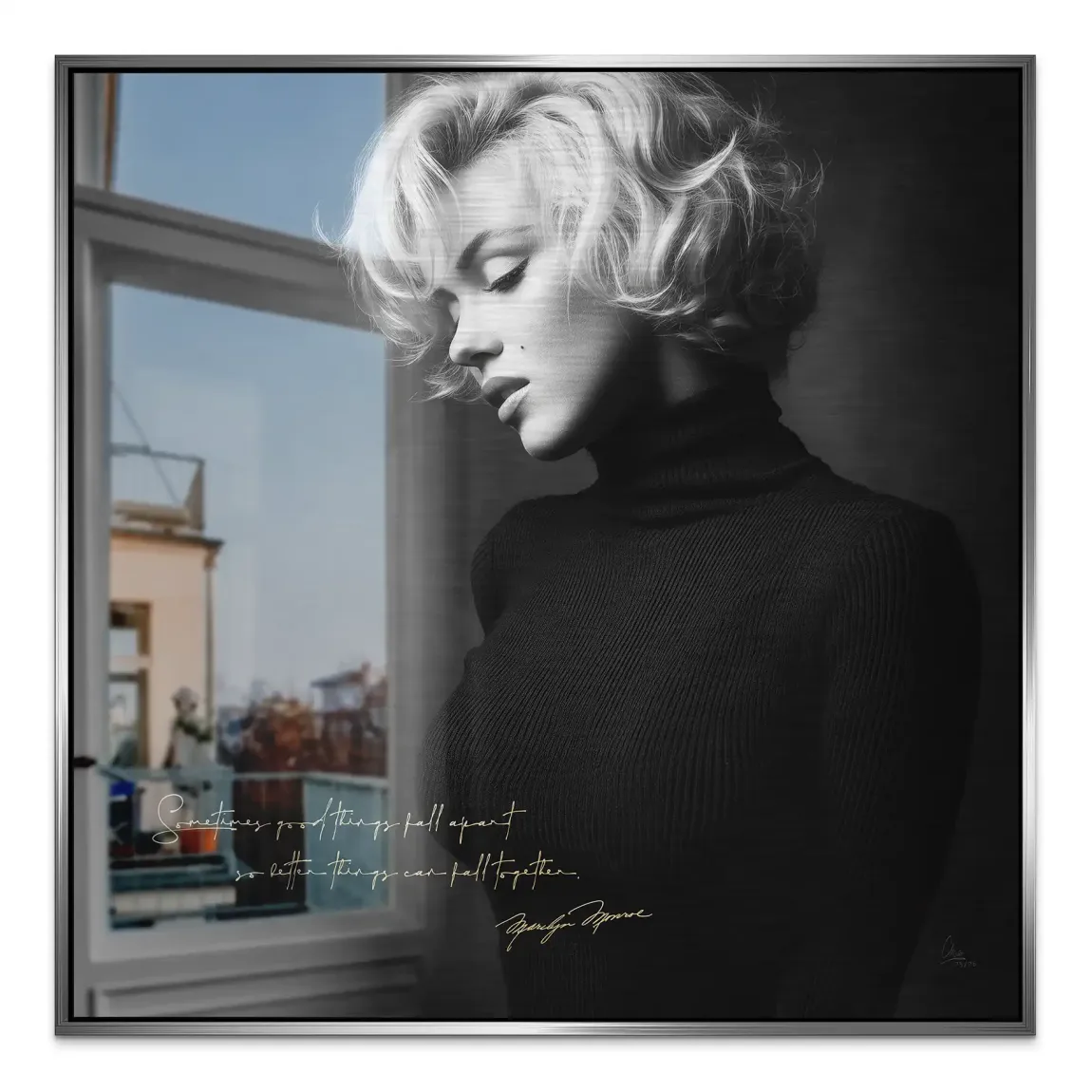 Marilyn Monroe Zitat Aluminiumbild gebürstet