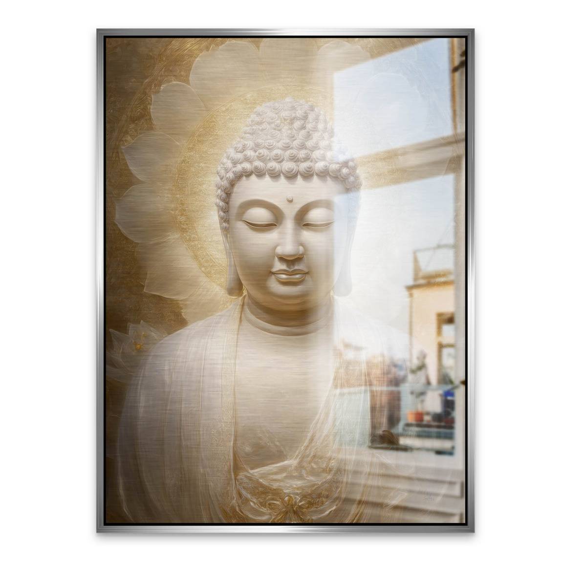 Goldener Buddha Aluminiumbild gebürstet