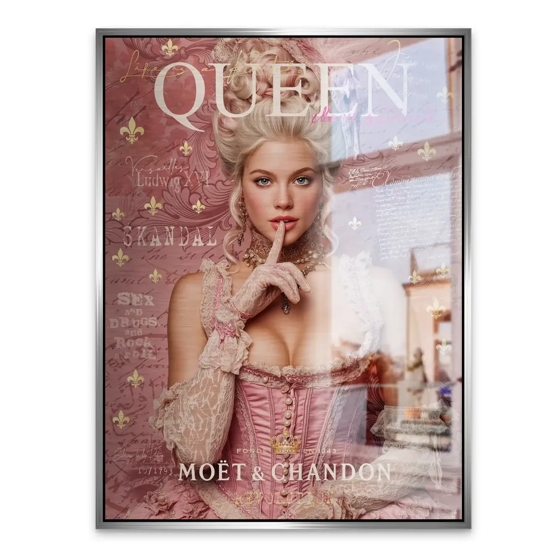 Marie Antoinette Rebellion Pop Art Alu Gebürstet Bild