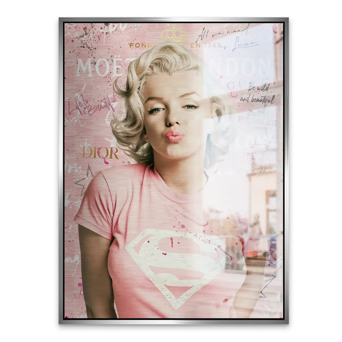 Marilyn Monroe Superman Aluminiumbild gebürstet