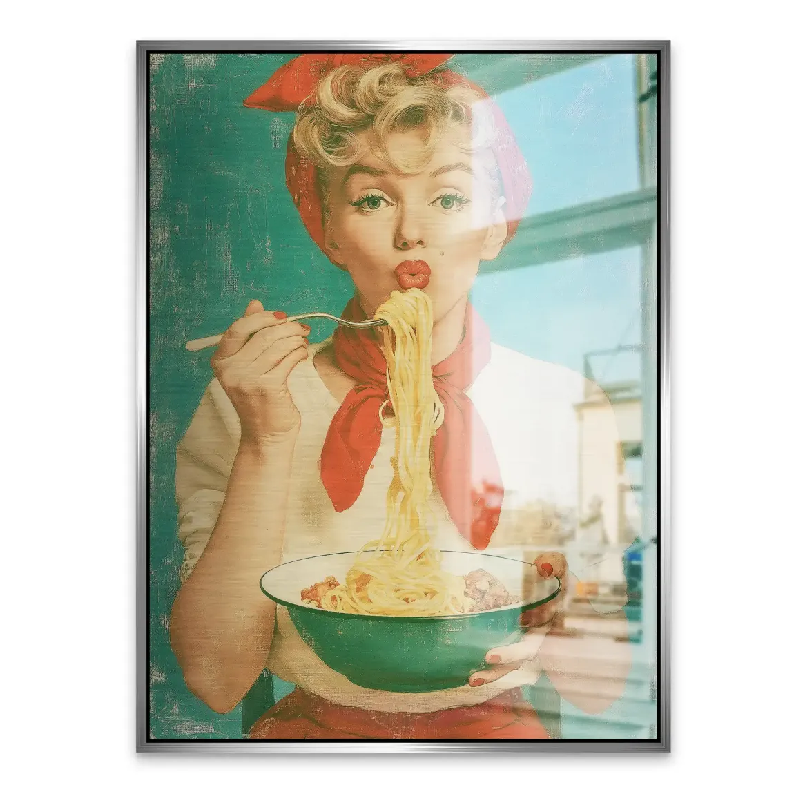 Marilyn Monroe Spaghetti Aluminiumbild gebürstet