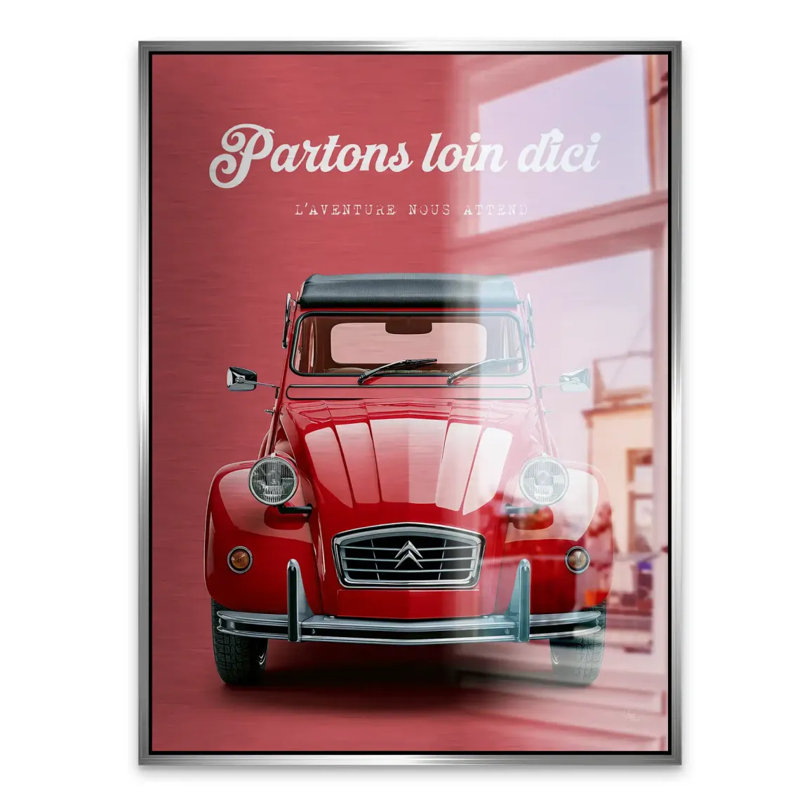 Citroen 2CV Rouge Aluminiumbild gebürstet