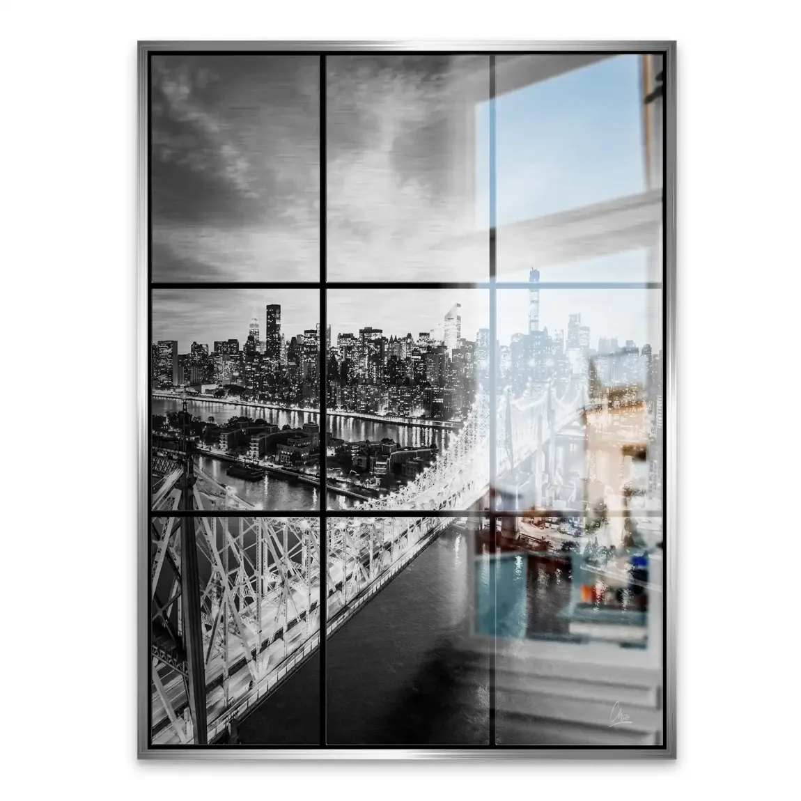 Bridge Lights New York Alu Gebürstet Bild