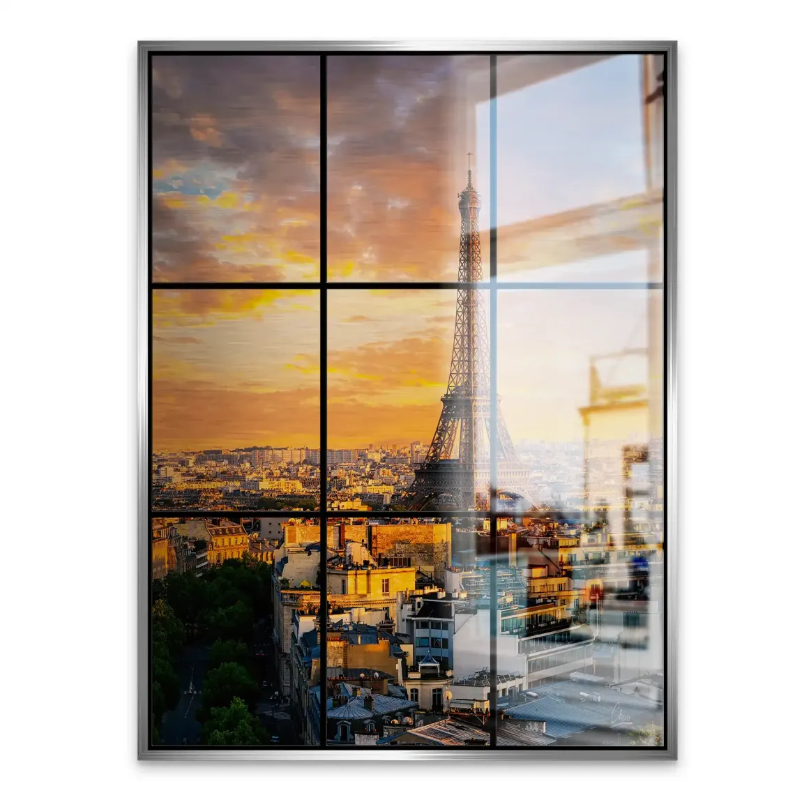 Sunset View Paris Alu Gebürstet Bild