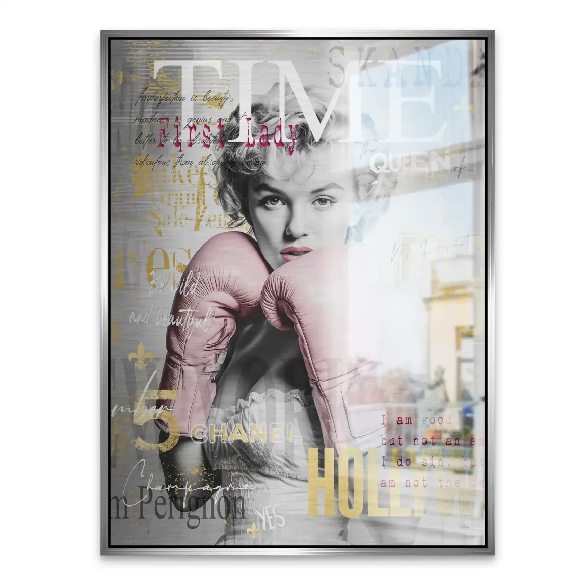 Marilyn Monroe Champ Pop Art Alu Gebürstet Bild