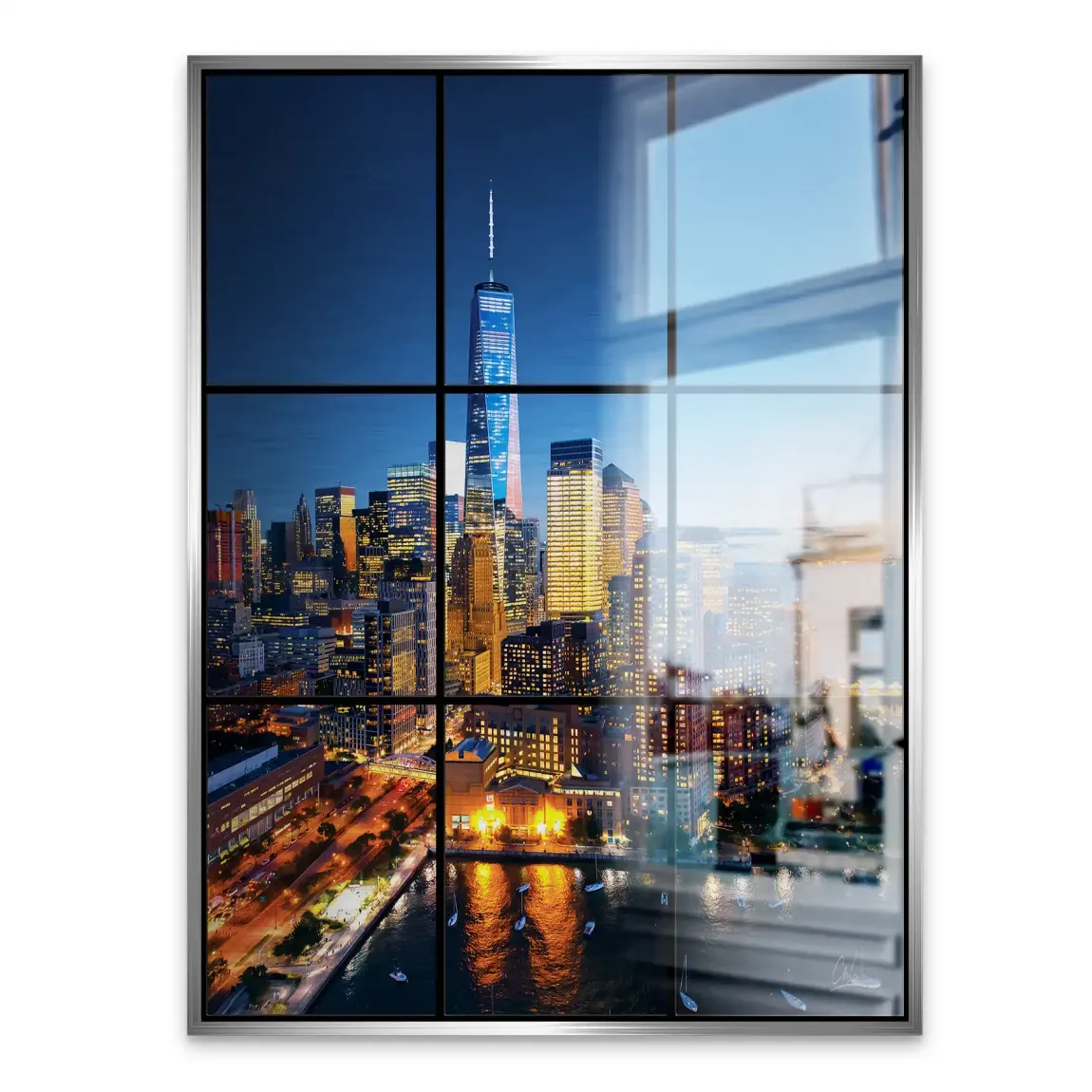 Skyline Lights New York Alu Gebürstet Bild