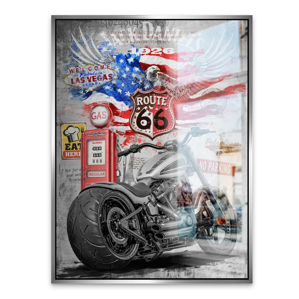 Harley Road Pop Art Alu Gebürstet Bild