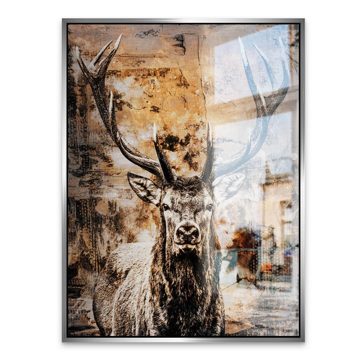 Hirsch Abstrakt Art Aluminiumbild gebürstet