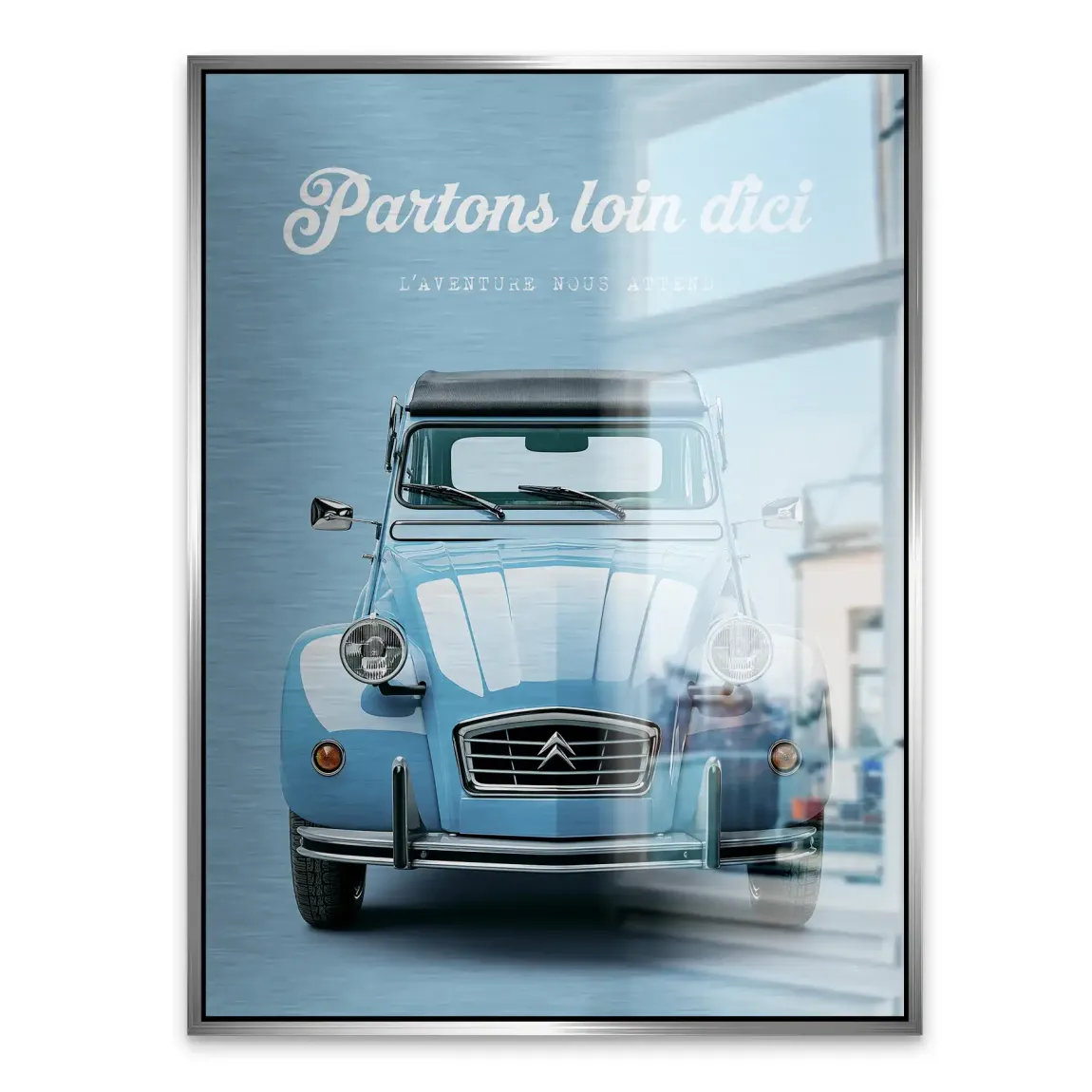 Citroen 2CV Bleu Aluminiumbild gebürstet