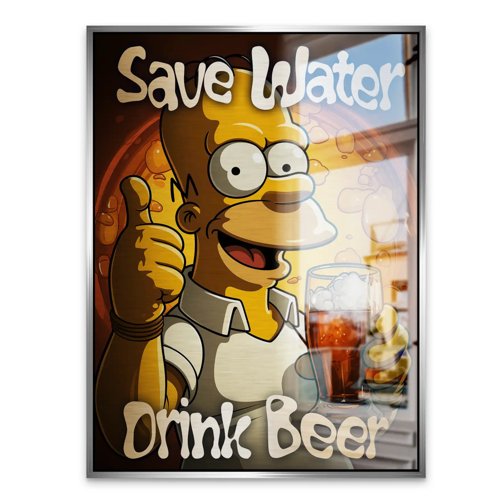Homer Drink Beer Aludibond Gebürstet INGALERIE