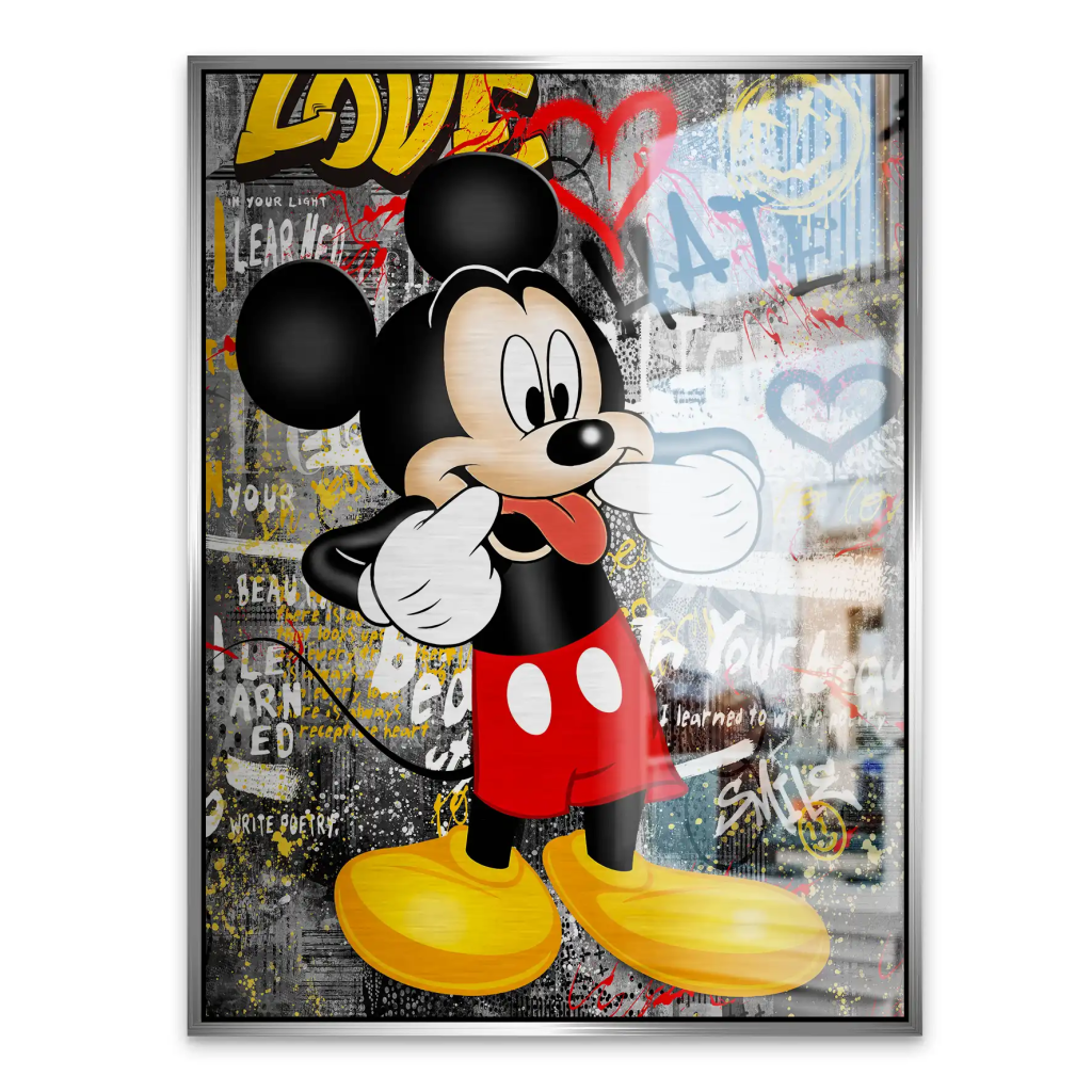 Micky Love and Hate Pop Art Alu Gebürstet INGALERIE