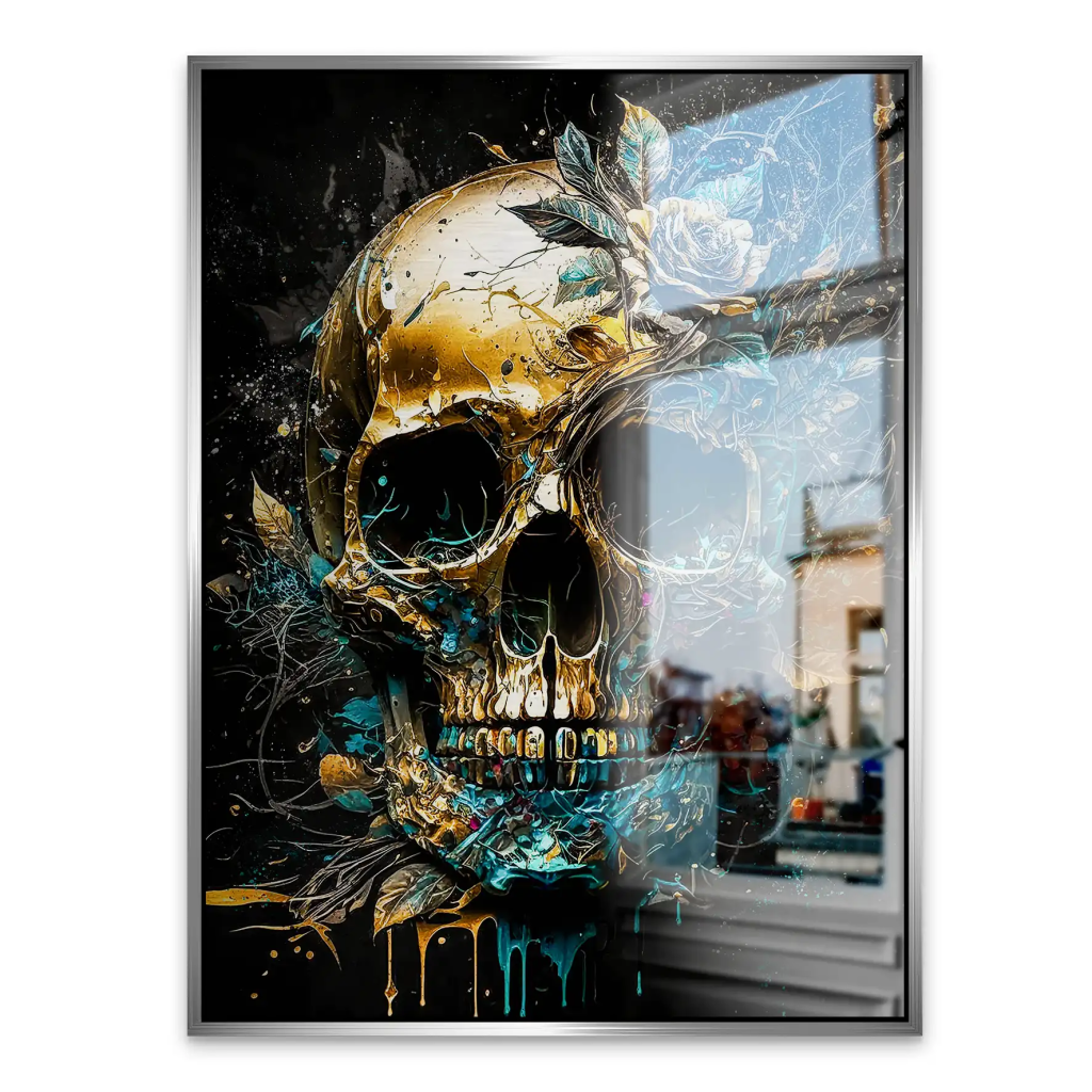 Totenkopf Gold Style Alu Dibond Gebürstet INGALERIE