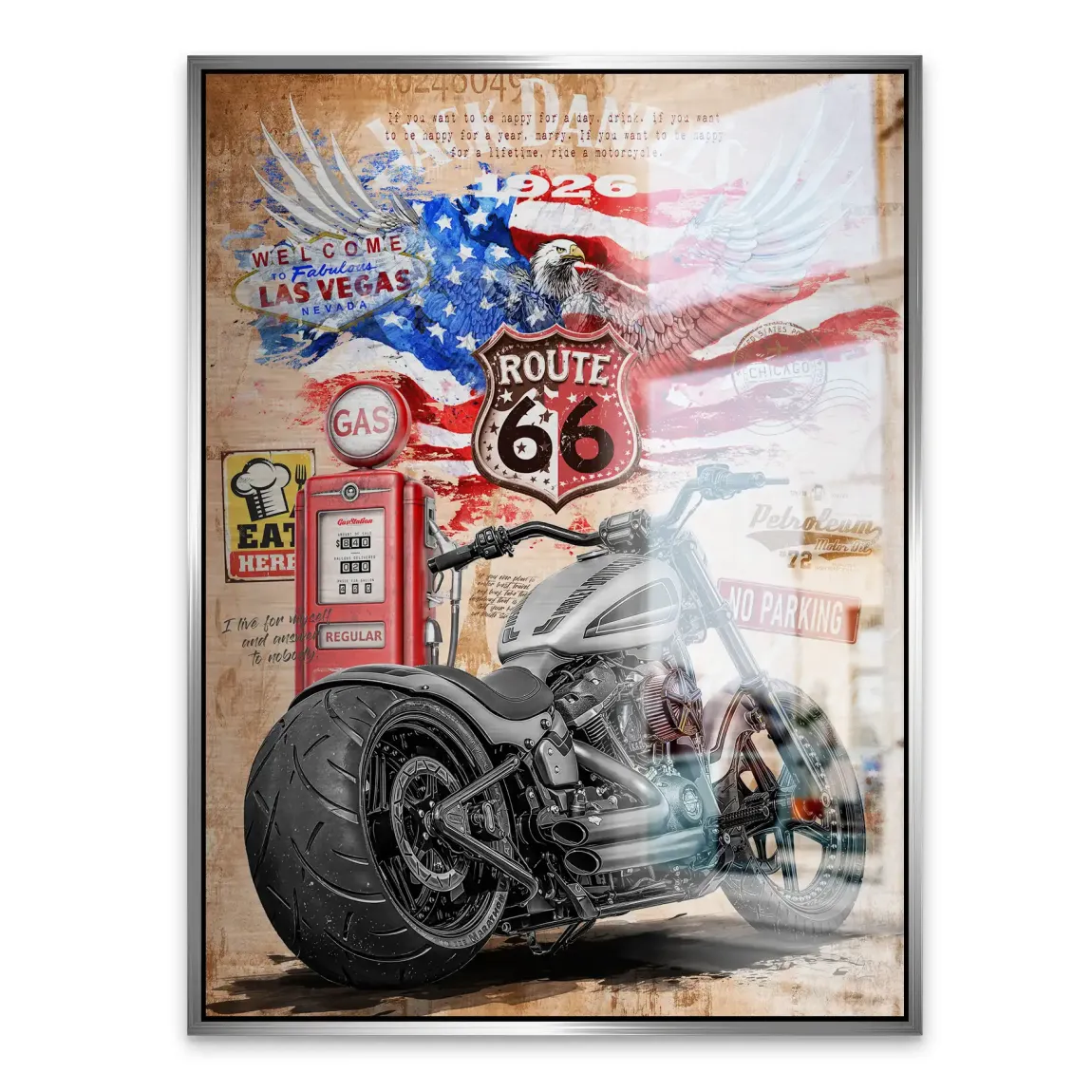 Harley Route 66 Alu Gebürstet Bild