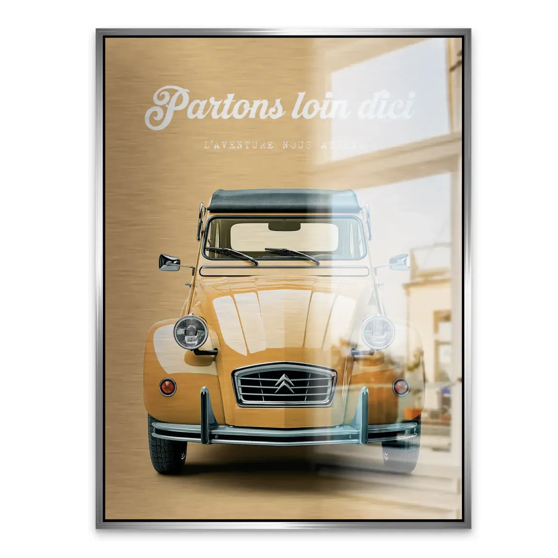 Citroen 2CV Voyage Aluminiumbild gebürstet