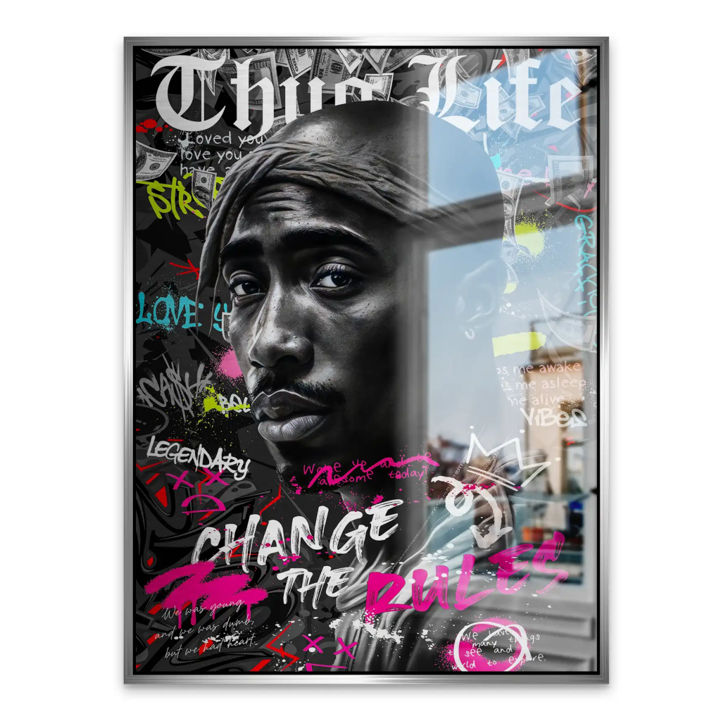 Pop Art Tupac Rules Aludibond Gebürstet INGALERIE