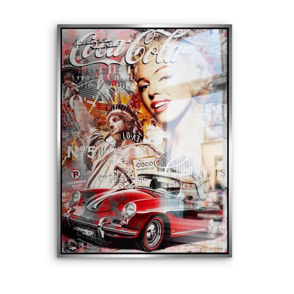 Marilyn Monroe Porsche Pop Art Aludibond Brush Bild INGALERIE