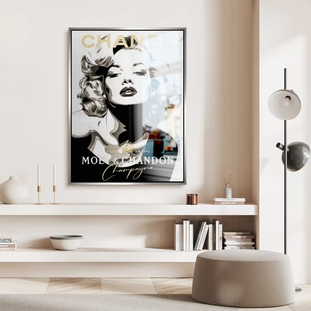 Marilyn Monroe Champagner Pop Art Aludibond Brush Bild INGALERIE