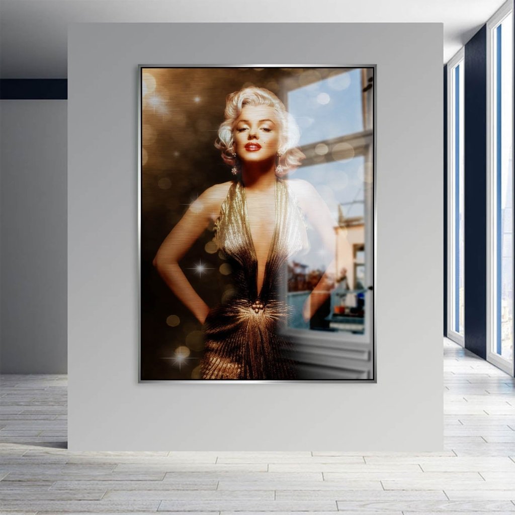 Marilyn Monroe Gold Style Alu Gebürstet Bild INGALERIE