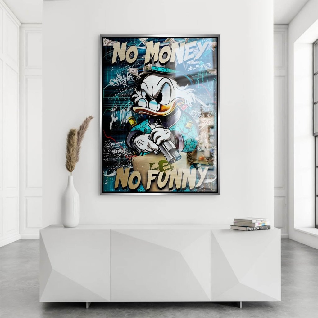 Dagobert Duck No Funny Pop Art Aludibond Brush Bild INGALERIE