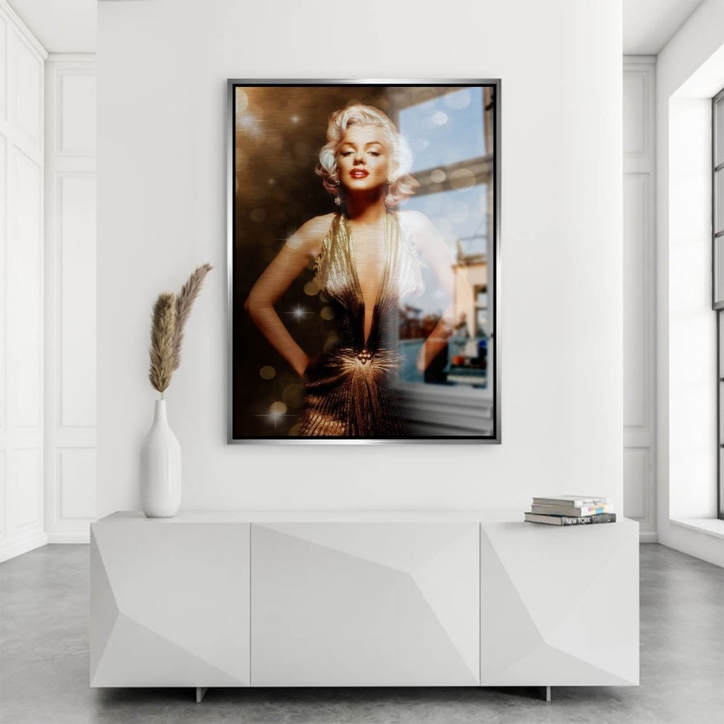 Marilyn Monroe Gold Style Alu Gebürstet Bild INGALERIE