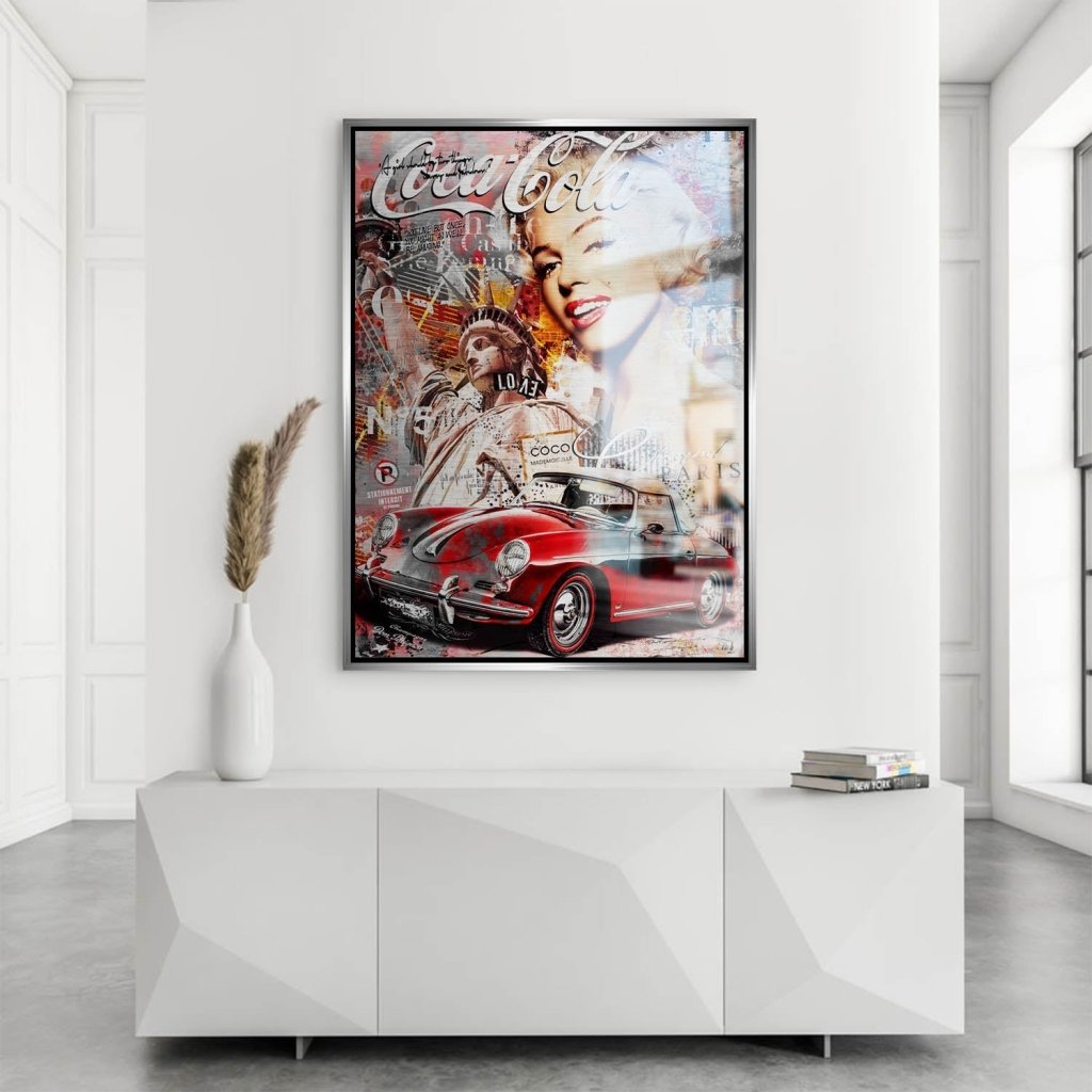 Marilyn Monroe Porsche Pop Art Aludibond Brush Bild INGALERIE