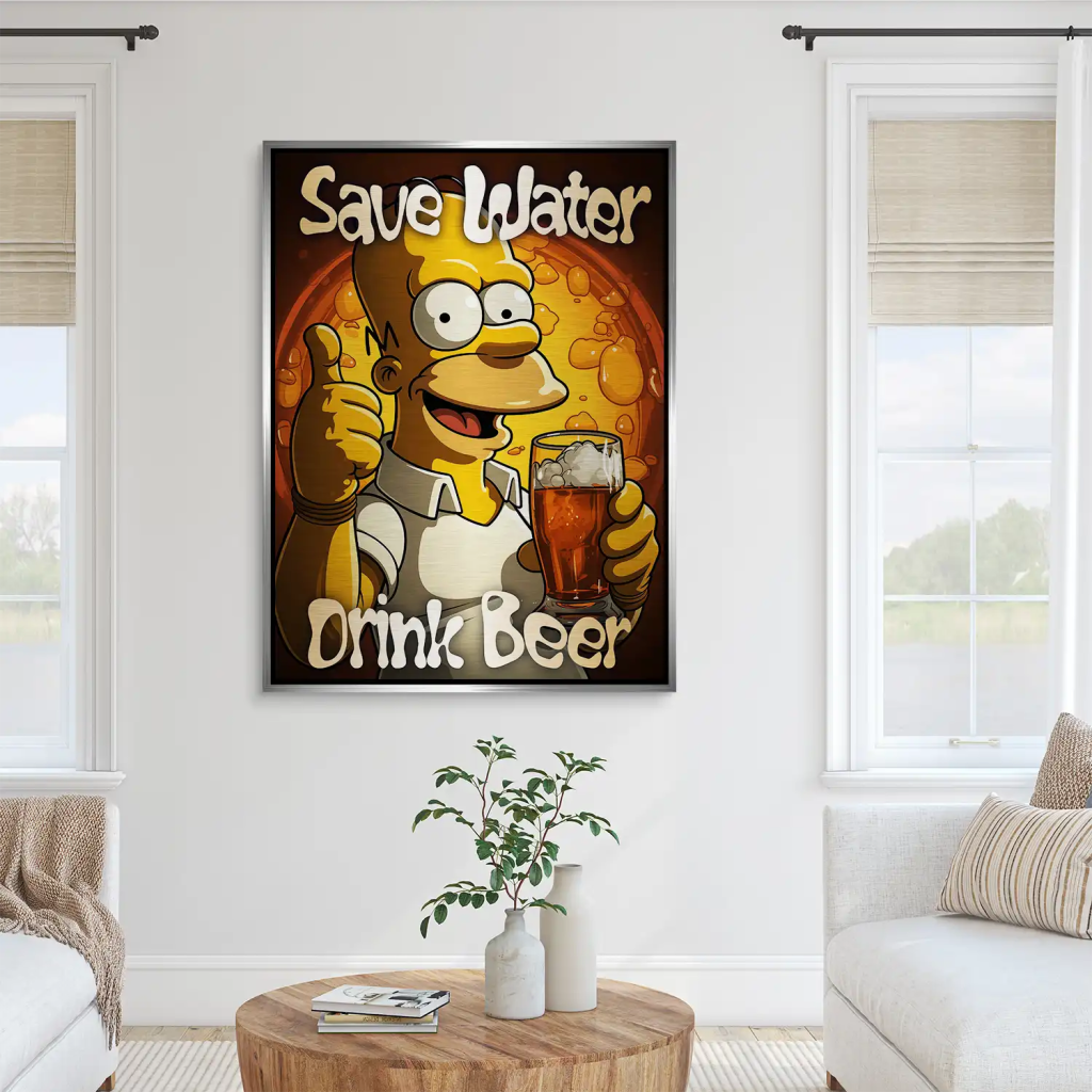 Homer Drink Beer Aludibond Gebürstet INGALERIE