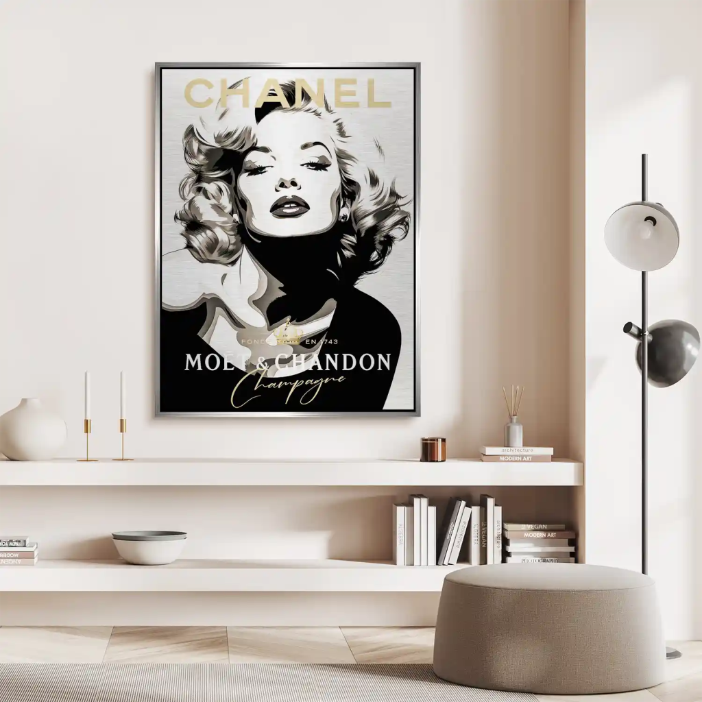 Marilyn Monroe Champagner Pop Art Aludibond Brush Bild INGALERIE