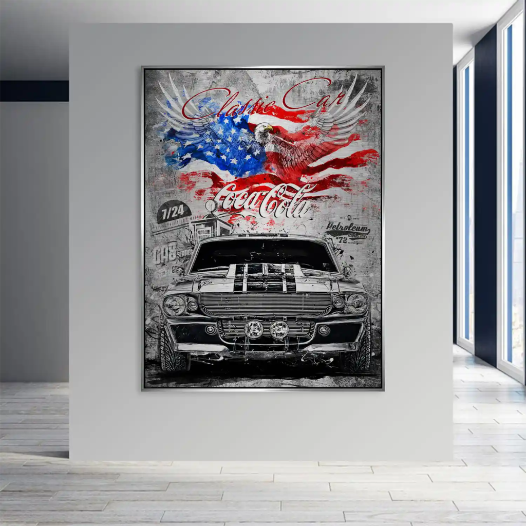 Ford Mustang Pop Art Modern Style Alu Gebürstet INGALERIE