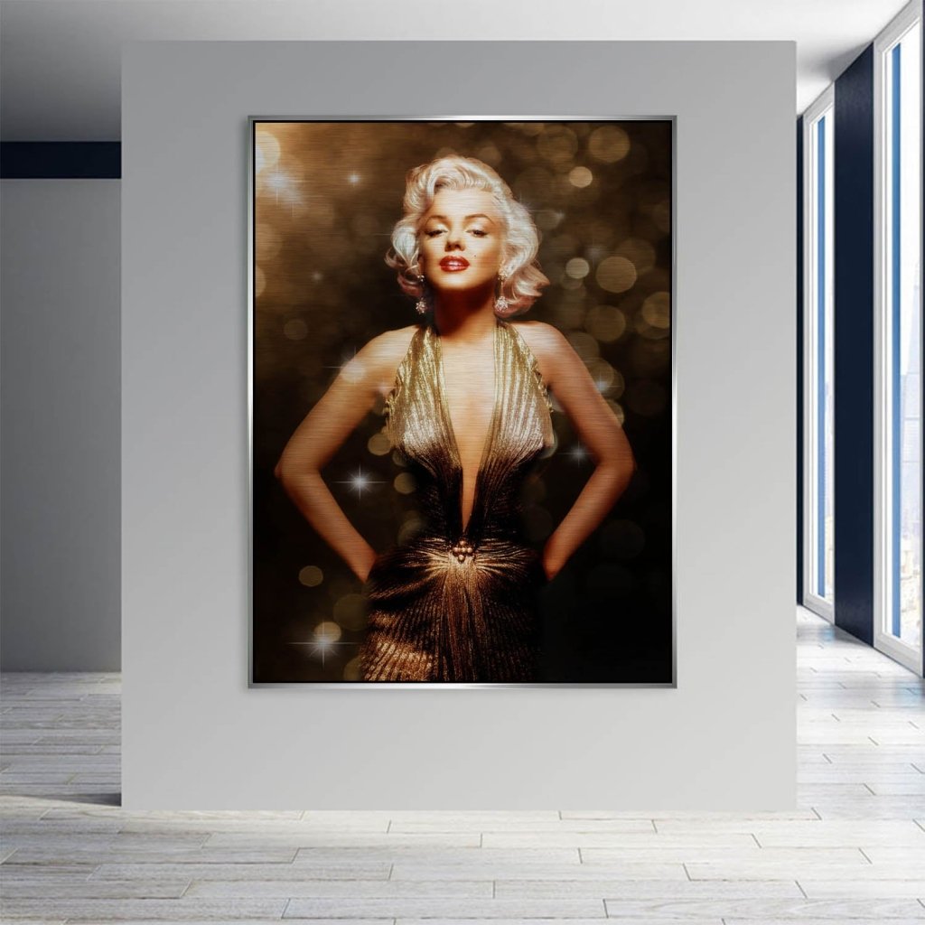 Marilyn Monroe Gold Style Alu Gebürstet Bild INGALERIE