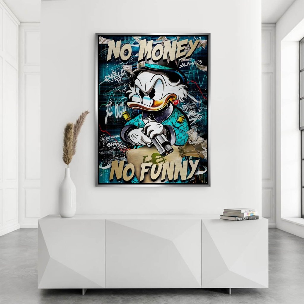 Dagobert Duck No Funny Pop Art Aludibond Brush Bild INGALERIE