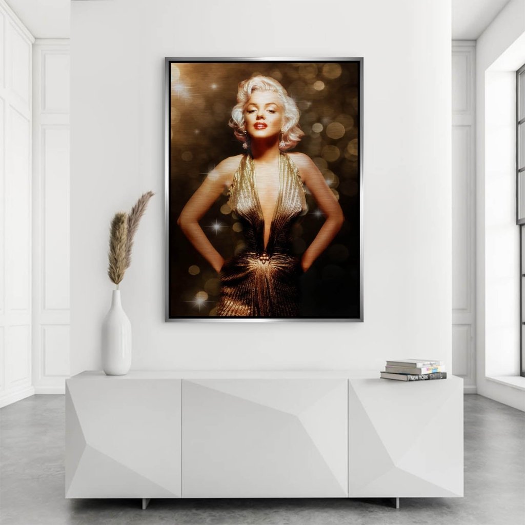 Marilyn Monroe Gold Style Alu Gebürstet Bild INGALERIE