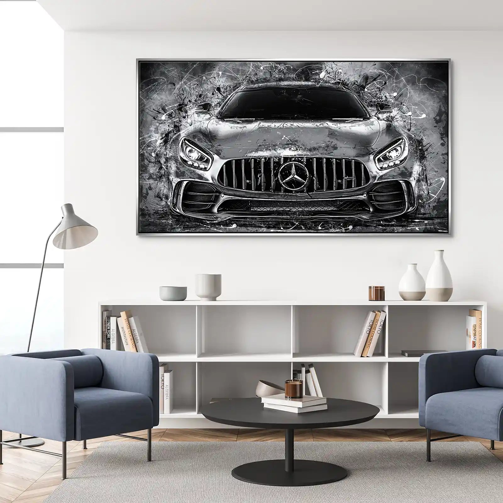 Mercedes AMG GT Silver Style Leinwand Bild INGALERIE